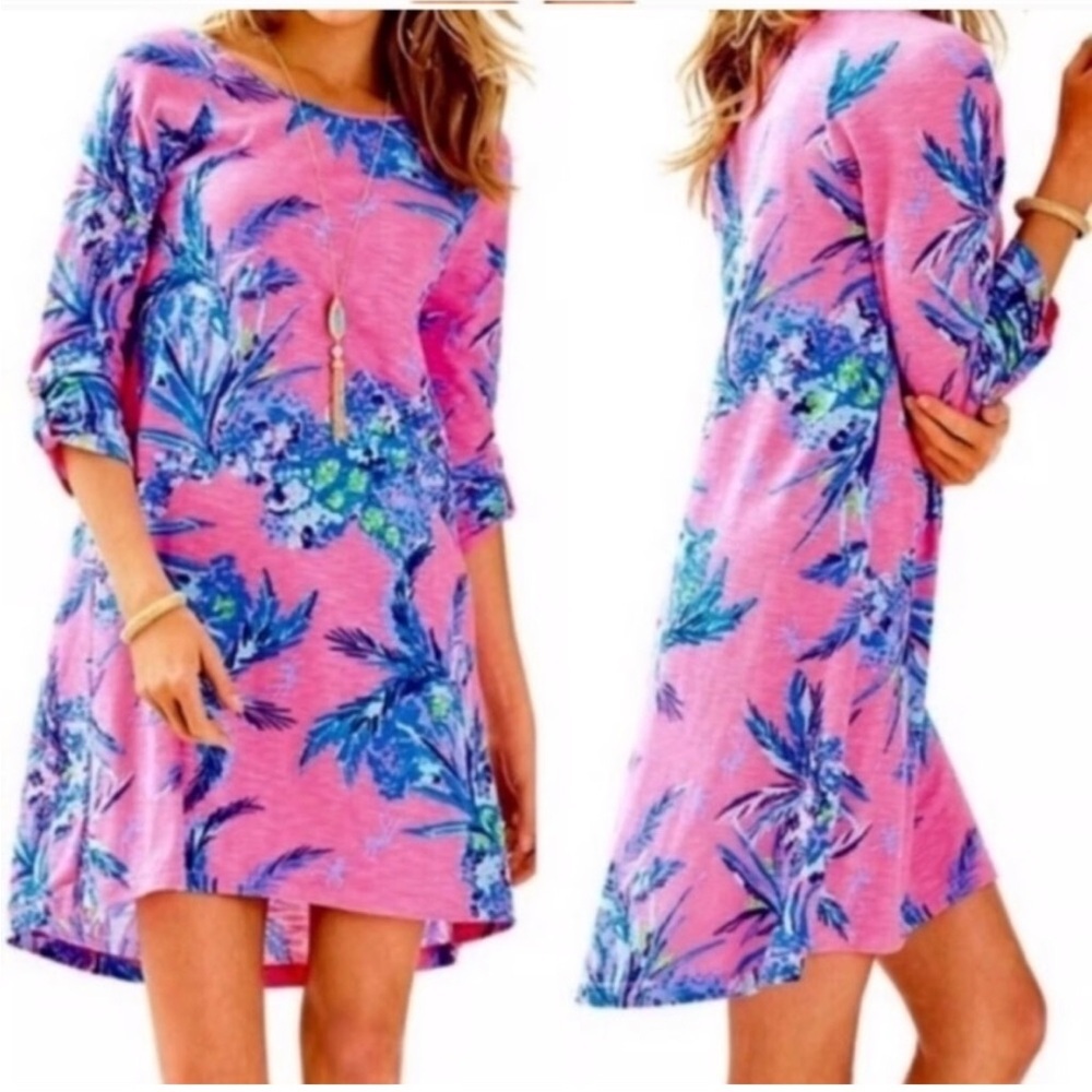 Lilly Pulitzer Vibrant Pink and Blue Floral Dress